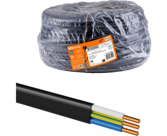 Кабель TDM ВВГ-П нг(А)-LS 3x2,5 ок(N, PE)-0,66 ГОСТ (90м) SQ0117-0475 – изображение 2