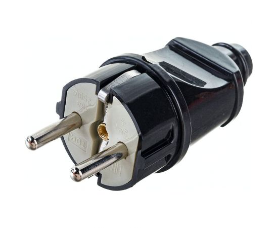 Прямая вилка TDM с заземлением, черная 16А, 250В, серии ""Народная"" SQ1806-0404 – изображение 2