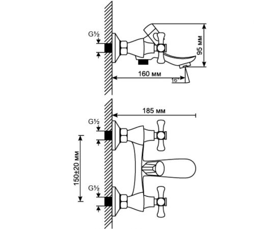 Смеситель для ванны mixline ML10-01 NEW 529846 – изображение 2