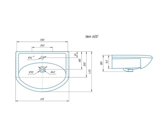 Умывальник ROSA Уют 60 5429 – изображение 2