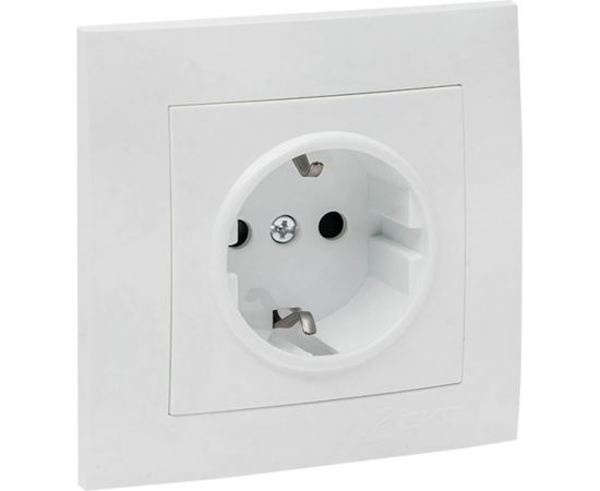 1-местная розетка EKF Валенсия, с заземлением 16А, белая, с защитными шторками PROxima EWR16-028-10 – изображение 2