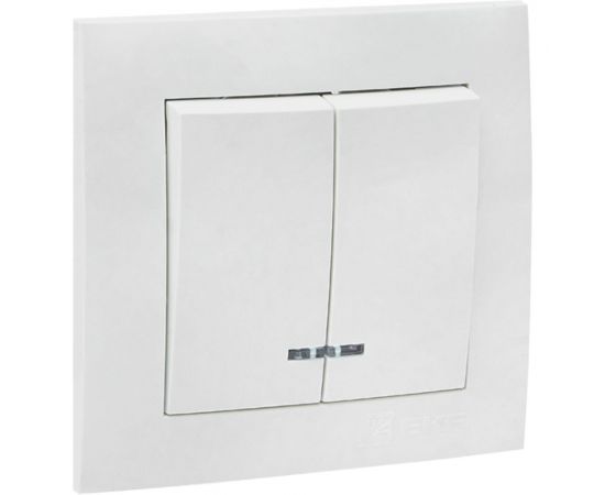 2-клавишный выключатель EKF Валенсия, 10А белый с индикатором PROxima EWV10-123-10 – изображение 2