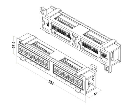 Настенная патч-панель с подставкой, 12 портов RJ-45 8P8C, категория 5е Hyperline PPW-12-8P8C-C5e 15379 – изображение 3