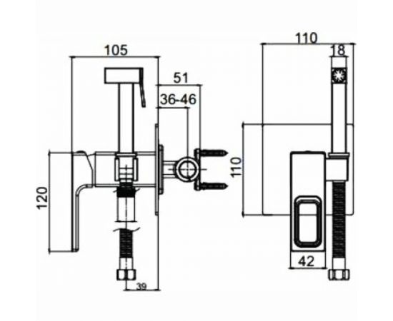 Смеситель с гигиенической лейкой Gappo 35к G7217-6 встраиваемый, черный 544441 – изображение 4