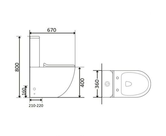 Унитаз-компакт Orange пристенный, с горизонтальным выпуском C05-000w – изображение 5