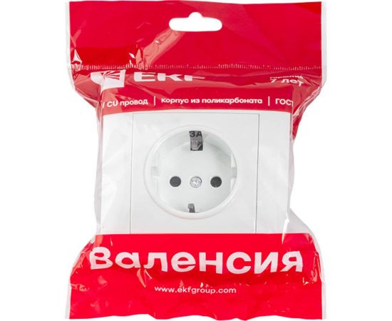 1-местная розетка EKF Валенсия, с заземлением 16А, белая, с защитными шторками PROxima EWR16-028-10 – изображение 5