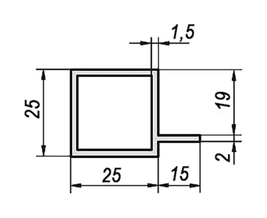 Труба квадратная с ребром АЛТЕРВИА 25x25 мм А252511Х1000 – изображение 6