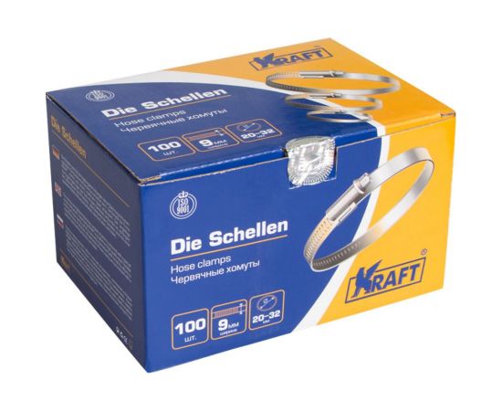 Червячный хомут KRAFT 20-32 мм, уп. 100 шт. KT 880204 – изображение 3