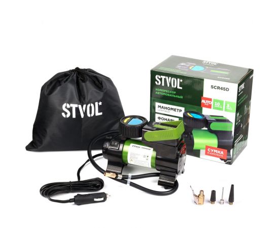Автомобильный компрессор STVOL 45 л/мин, 14А, электронный манометр, фонарь SCR45D – изображение 6