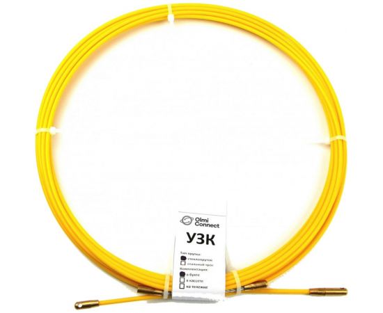 Протяжка для кабеля OlmiOn мини УЗК d=9 мм L=50 м в бухте, желтый СП-Б-9/50 