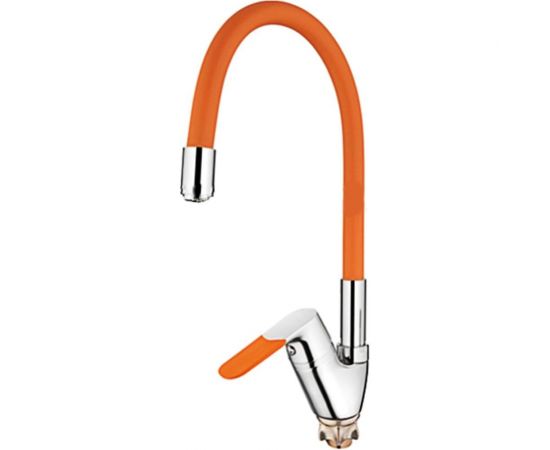 Смеситель для кухни LEDEME L4153-7 гибкий шланг, боковой, оранжевый 65820 