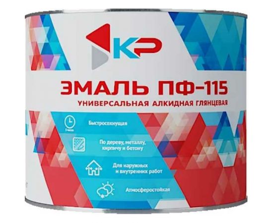 Краска быстросохнущая, атмосферостойкая КР ПФ-115 белая, 1,8 кг 4610044290693 