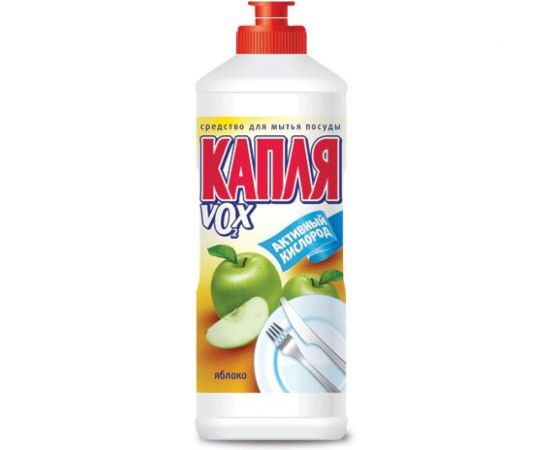 Средство для мытья посуды КАПЛЯ VOX 500 мл VOX активный кислород Яблоко 1558 600596 