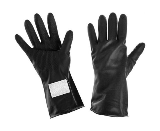 Перчатки ООО Комус КЩС латексные, тип 1, черные, р. 10, XL, К50Щ50 1082728 