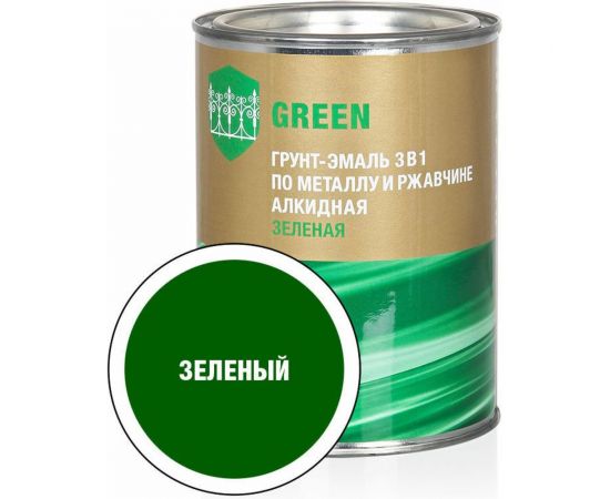 Грунт-эмаль по ржавчине ЗАО Декарт 3 в 1 зеленый 0,8 кг 30536 
