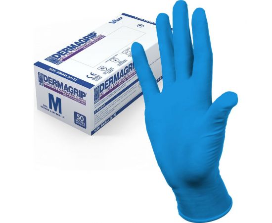 Смотровые латексные перчатки DERMAGRIP HIGH RISK 50 штук, размер M CT0000000686 