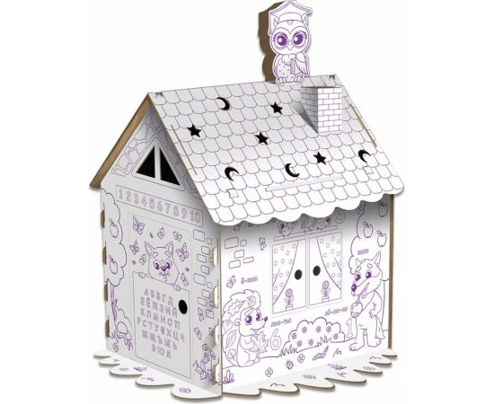 Картонный игровой развивающий домик-раскраска ЮНЛАНДИЯ Развивающий высота 130 см 880359 – изображение 2