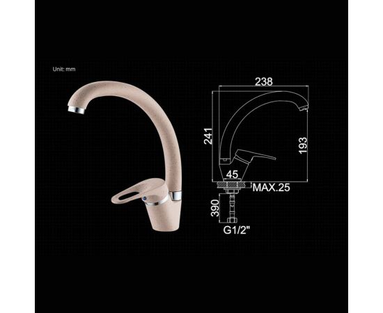 Смеситель для кухни LEDEME картридж диаметр 40 мм с гайкой, бежевый-матовый L5913K 89269 – изображение 2