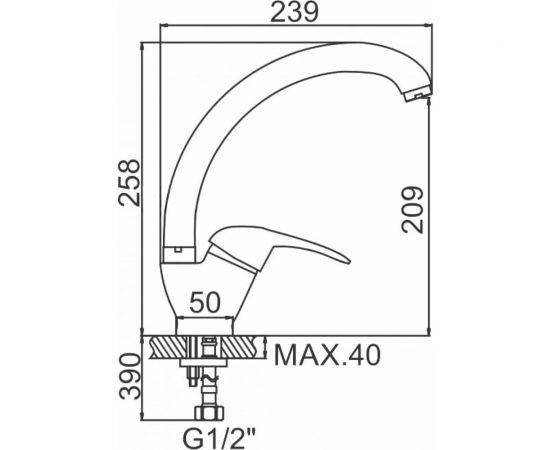 Смеситель для кухни LEDEME картридж диаметр 40 мм, силумин L4102-B 89259 – изображение 2