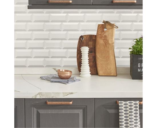 Панель облицовочная 3D ПВХ GRACE 595х560 мм Метро белый УТ000074265 – изображение 5