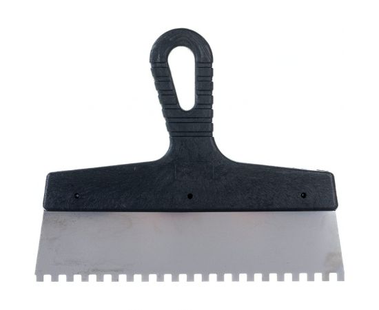 Шпатель из нержавеющей стали, 250 мм, зуб 6x6 мм, пластмассовая ручка СИБРТЕХ 85465 