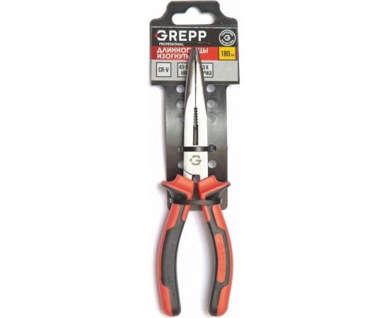 Усиленные длинногубцы Ladina GREPP изогнутые, CrV, трехкомпонентная рукоятка, 180 мм 205-117 
