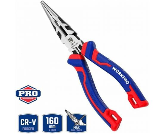 Длинногубцы WORKPRO 160 мм, 6 дюймов, CR-V WP231020 – изображение 2