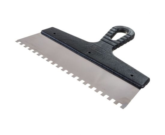 Шпатель из нержавеющей стали, 250 мм, зуб 6x6 мм, пластмассовая ручка СИБРТЕХ 85465 – изображение 2