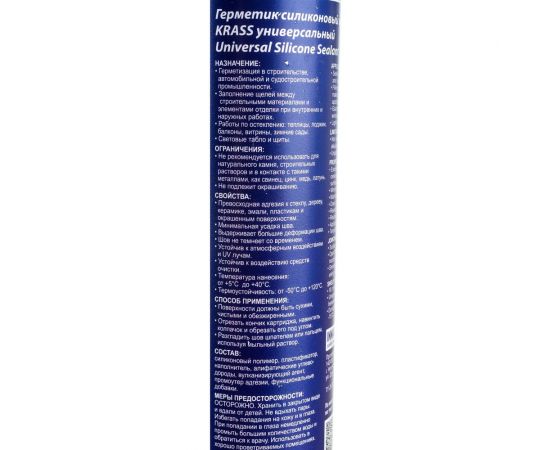 Герметик силиконовый универсальный бесцветный KRASS 300 мл 8306710 ЛА-00000291 – изображение 3