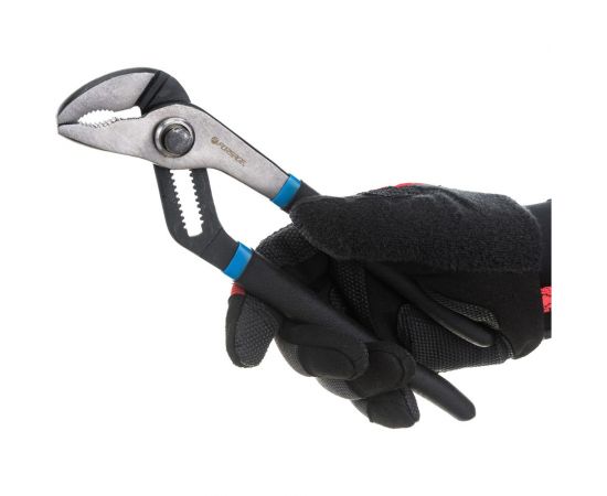 Переставные пассатижи Forsage с кнопкой фиксации, Cr-V 10""-250мм, на пластиковом держателе 25971 F-613AF250 – изображение 5