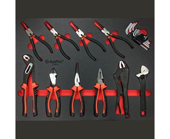 Губцевый инструмент AmPro съемники стопорных колец шестигранники, набор 19 предметов T28919 