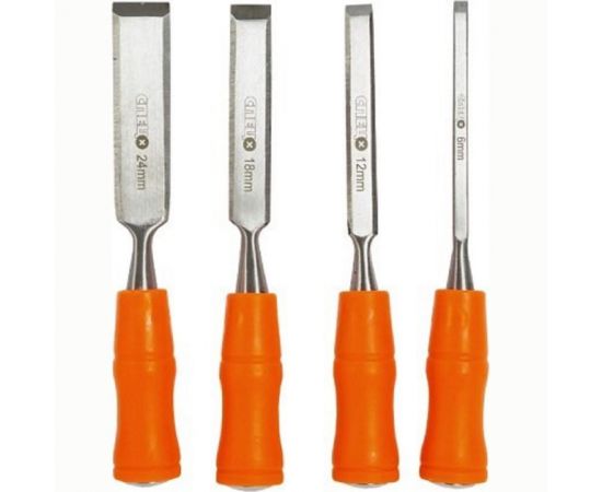 Набор стамесок СПЕЦ НСД-4П, пластик рукоять, метал боек, 4 шт,сталь HCS СПЕЦ-3384 