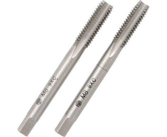 Ручной метчик Волжский инструмент 8х1.25, 2 штуки, комплект, в ПВХ-упаковке 3705015 