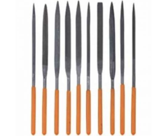 Набор надфилей TDM 10 шт, Ø4 мм, длина 160 мм, пластиковая рукоятка, Рубин SQ1026-0304 