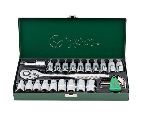 Набор шестигранников, торцевых головок с трещоткой (1/2"") 28 предметов Hans 4628T 