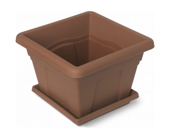 Горшок с поддоном Martika Квадро 8.1 л, 28x28 см, терракотовый С164Т 