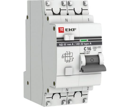 Дифференциальный автомат EKF PROxima АД-32 1P+N, 16А/10мА, SQDA32-16-10-a-pro 