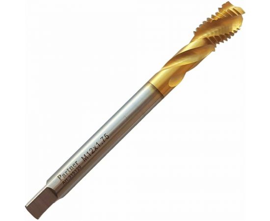 Метчик Partner M12х1.75 HSSE, DIN376, спиральная канавка, Н6, TiN 315120 