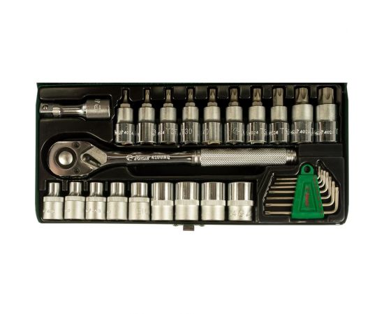 Набор шестигранников, торцевых головок с трещоткой (1/2"") 28 предметов Hans 4628T – изображение 2