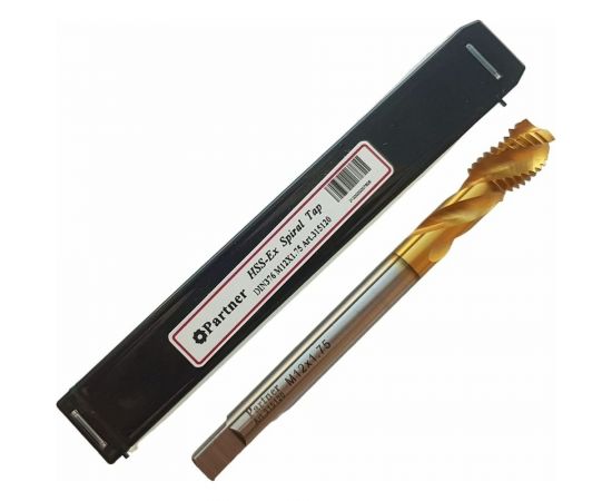 Метчик Partner M12х1.75 HSSE, DIN376, спиральная канавка, Н6, TiN 315120 – изображение 2