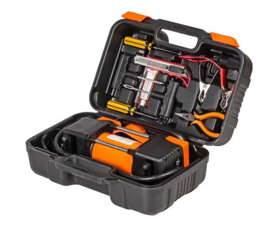 Двухпоршневой компрессор AIRLINE X5 с комплектом инструмента, 2 отвертки, ремкомплект для бескамерных шин, нож, плоcкогубцы CA-020-01NR – изображение 3