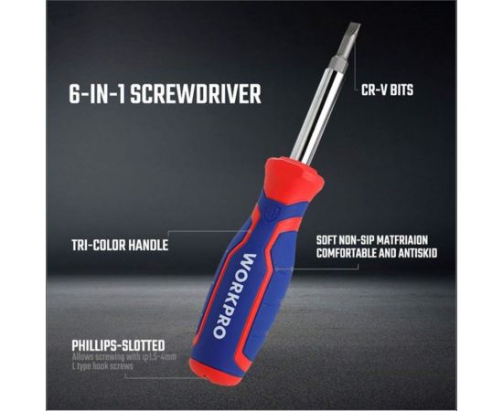 Отвертка 6 в 1 WORKPRO WP221046 – изображение 4