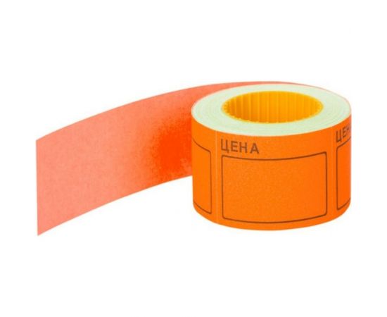 Ценник BRAUBERG Цена 50х40мм, большой, оранжевый самоклеящийся, комплект 5 рулонов по 200шт, 112360 