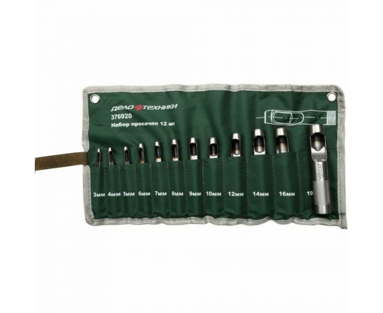 Набор просечек Дело Техники 12 предм. 3, 4, 5, 6, 7, 8, 9, 10, 12, 14, 16, 19 мм 376920 