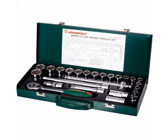 Набор торцевых головок 25 предметов 1/2" DR (10-32 мм) Jonnesway S04H4125S 