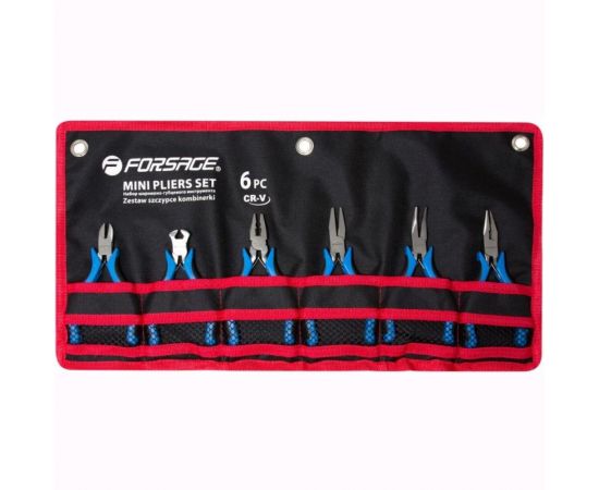 Набор шарнирно-губцевого инструмента Forsage мини, 6 предметов, 5""-125мм, на полотне F-50615 