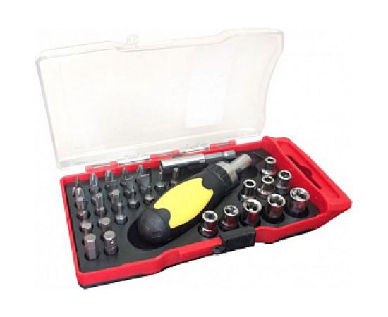 Реверсивная отвертка KINGTUL с набором бит, головок и адаптеров 1/4"" 35пр 922 KT35 