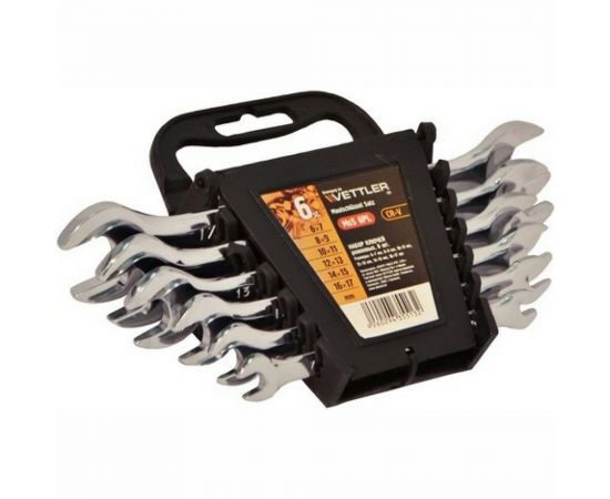 Набор рожковых ключей VETTLER 6пр 6-17мм пласт, держатель MsS6PL 