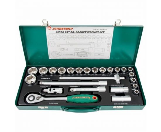 Набор торцевых головок 25 предметов 1/2" DR (10-32 мм) Jonnesway S04H4125S – изображение 2