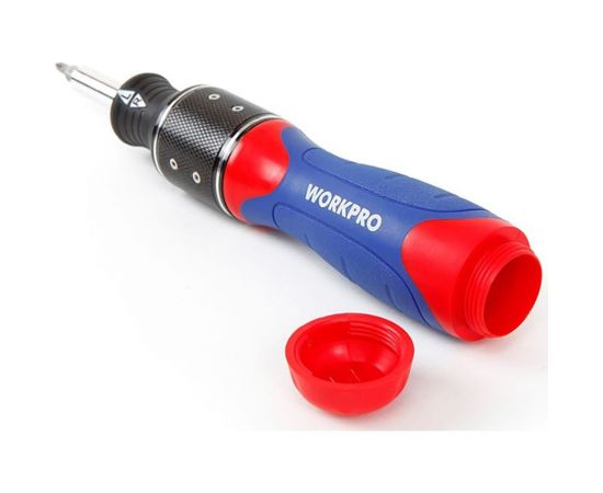 Реверсивная отвертка WORKPRO 6-скоростная с двойным приводом 32 насадки WP221055 – изображение 3